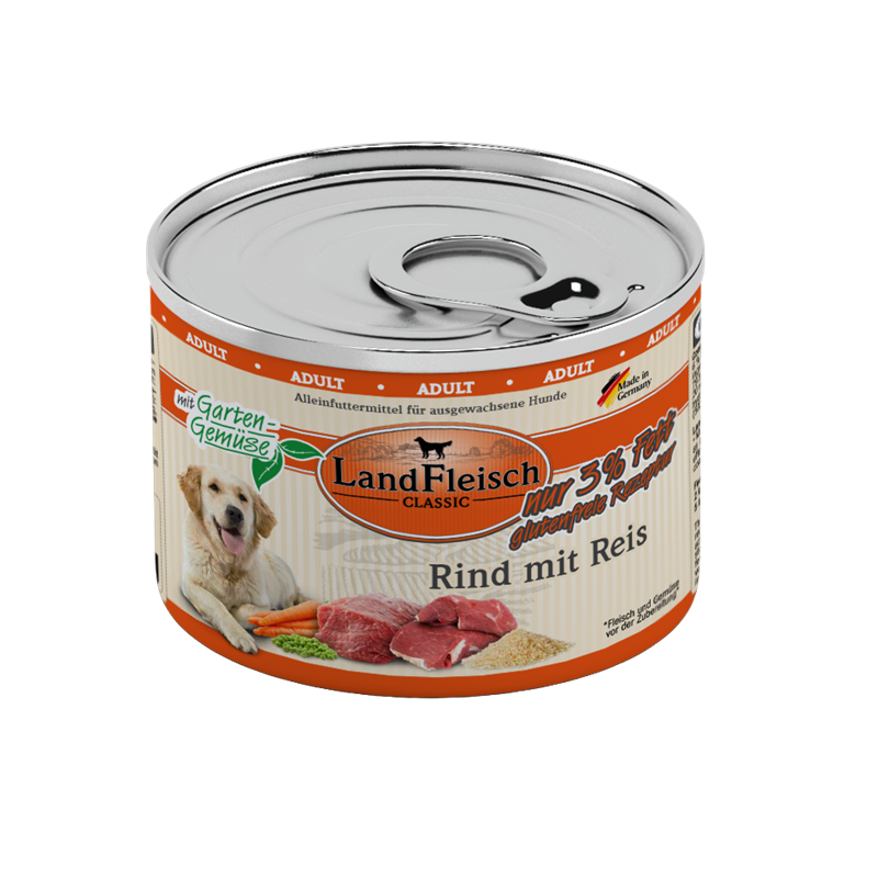 LandFleisch Dog Classic Rind mit Reis und Gartengemüse extra mager 195 g