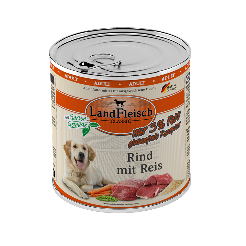 LandFleisch Dog Classic Rind mit Reis und Gartengemüse extra mager 800 g