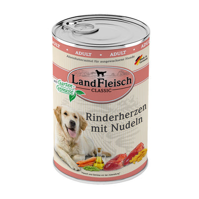 LandFleisch Dog Classic Rinderherzen mit Nudeln und Gartengemüse 400 g