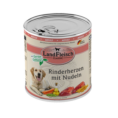 LandFleisch Dog Classic Rinderherzen mit Nudeln und Gartengemüse 800 g