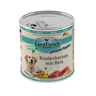 LandFleisch Dog Classic Rinderherzen mit Reis und Gartengemüse 800 g