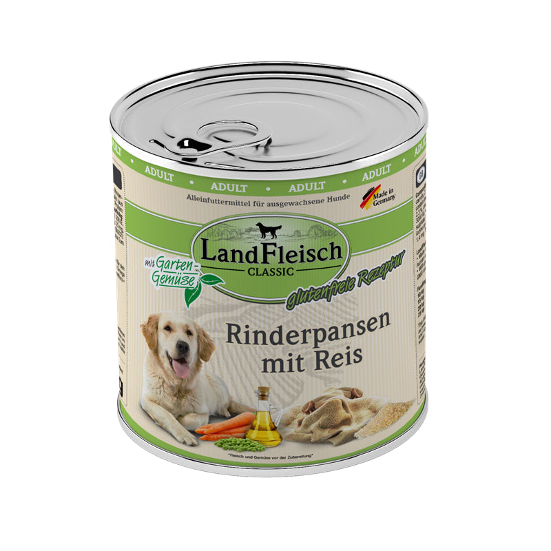 LandFleisch Dog Classic Rinderpansen mit Reis und Gartengemüse 800 g