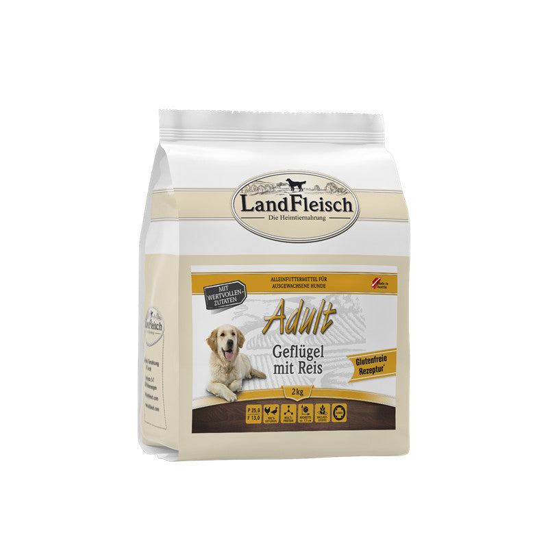 LandFleisch Dog Trocken Adult Geflügel mit Reis 2 kg