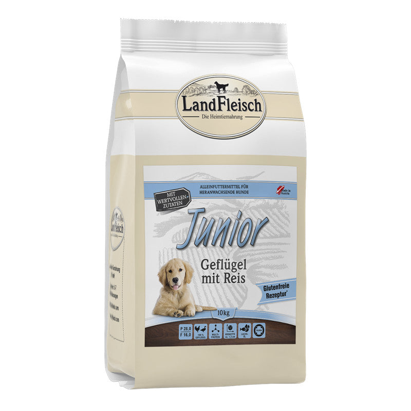 LandFleisch Dog Trocken Junior Geflügel mit Reis 10 kg