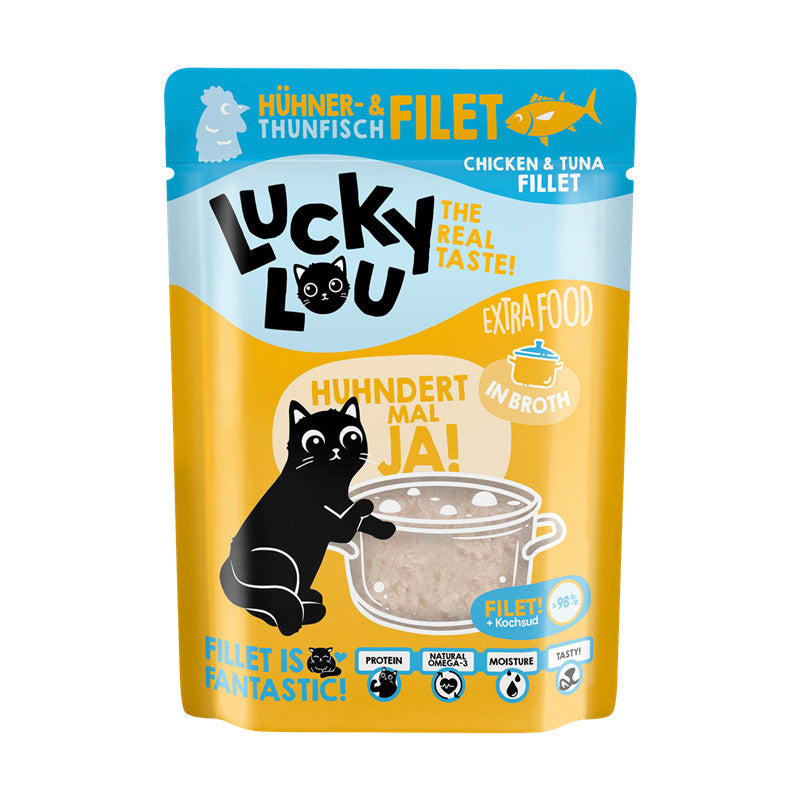 Lucky Lou® Extra Food Hühner- & Thunfischfilet in Sud Pouchbeutel 70 g