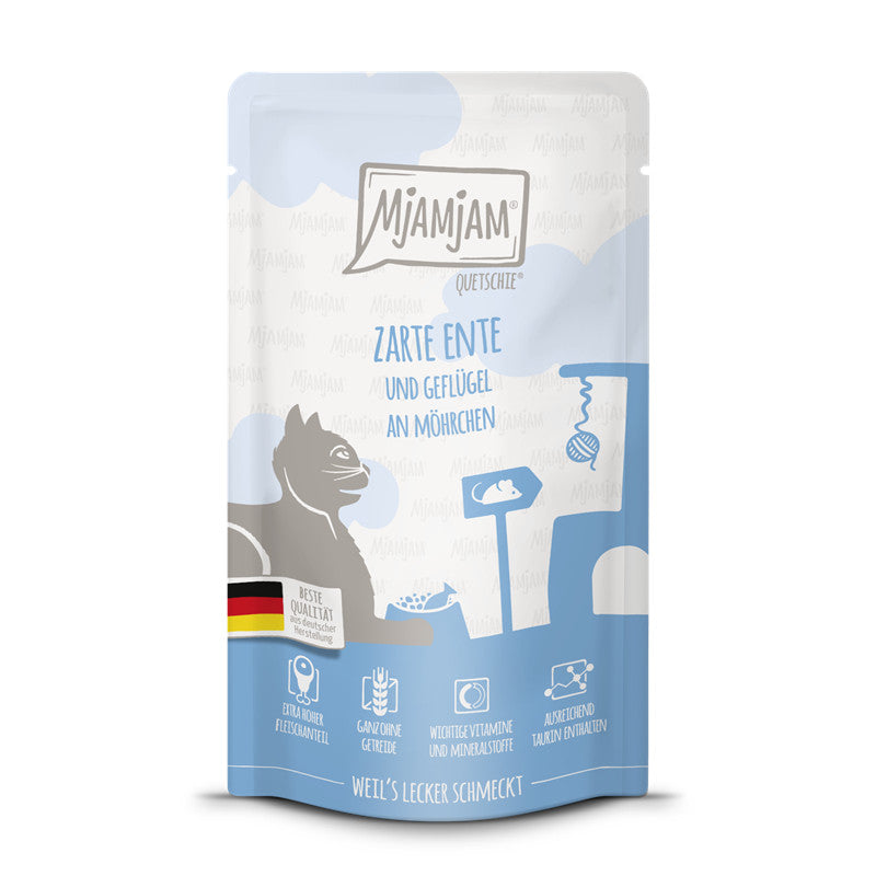MjAMjAM Quetschie Zarte Ente und Geflügel an leckeren Möhrchen 125 g