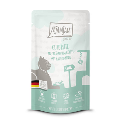MjAMjAM Quetschie Gute Pute an gedämpftem Kürbis mit Katzenminze 125 g
