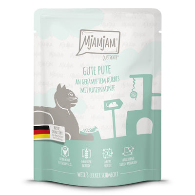 MjAMjAM Quetschie Gute Pute an gedämpftem Kürbis mit Katzenminze 300 g