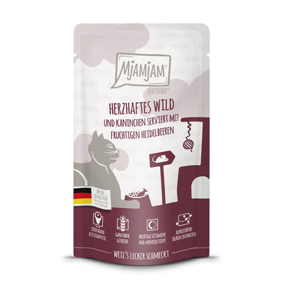 MjAMjAM Quetschie Herzhaftes Wild und Kaninchen mit fruchtigen Heidelbeeren 125 g