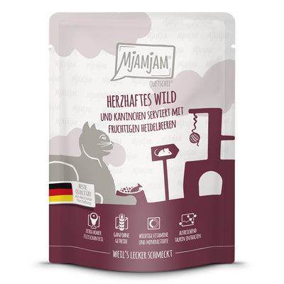 MjAMjAM Quetschie Herzhaftes Wild und Kaninchen mit fruchtigen Heidelbeeren 300 g