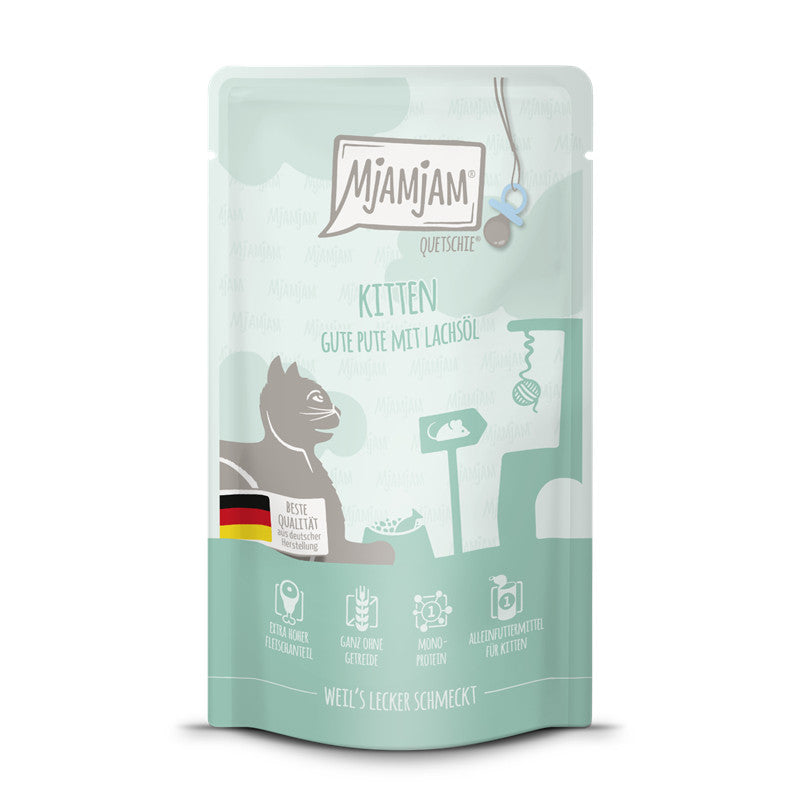MjAMjAM Quetschie Kitten Pute mit Lachsöl 125 g