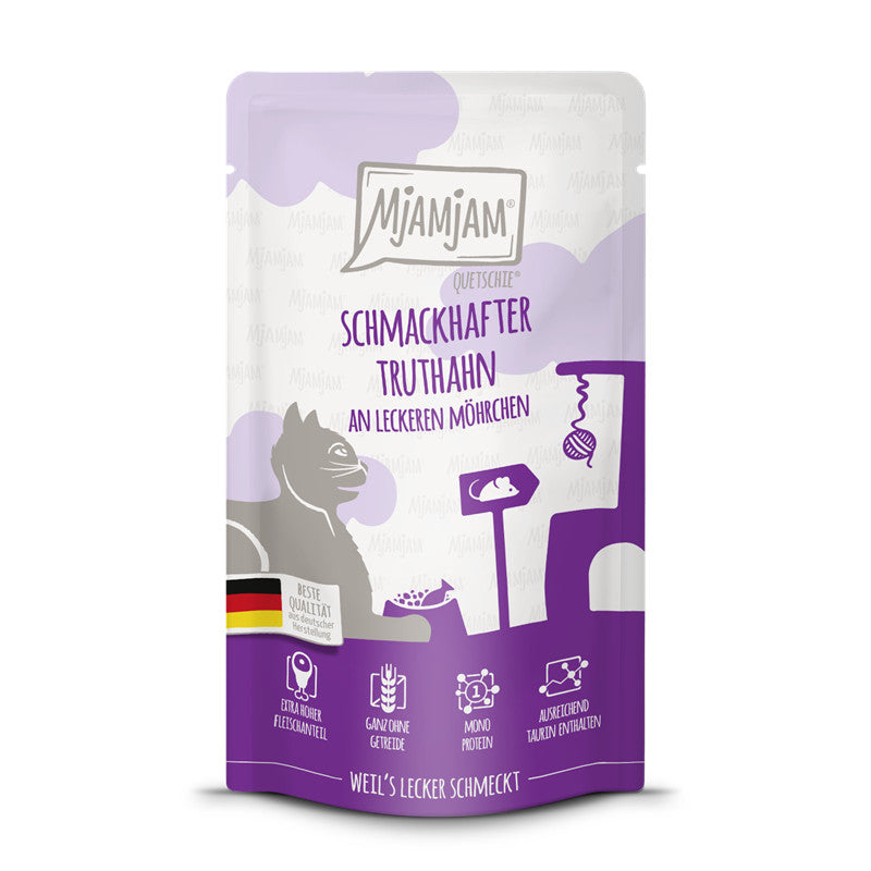 MjAMjAM Quetschie Schmackhafter Truthahn an leckeren Möhrchen 125 g