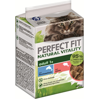 Perfect Fit™ Adult 1+ Natürliches Nassfutter mit Hochseefisch und Lachs 6 x 50 g