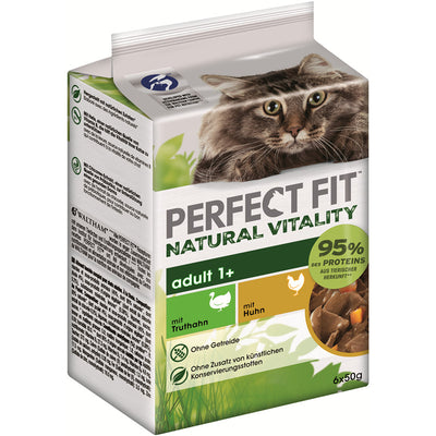 Perfect Fit™ Adult 1+ Natürliches Nassfutter mit Huhn und Truthahn 6 x 50 g