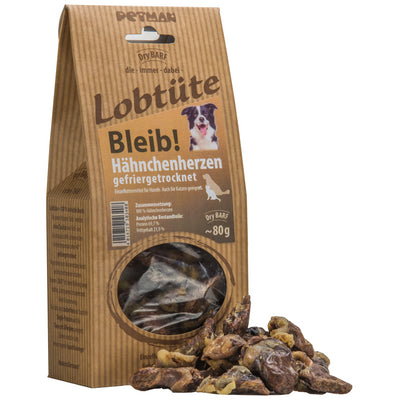 Petman Lobtüte BLEIB! Hähnchenherzen 80 g