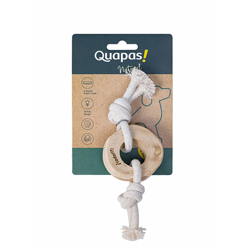 Quapas! Dog Toy Coffeewood Knotted Pull Ring S