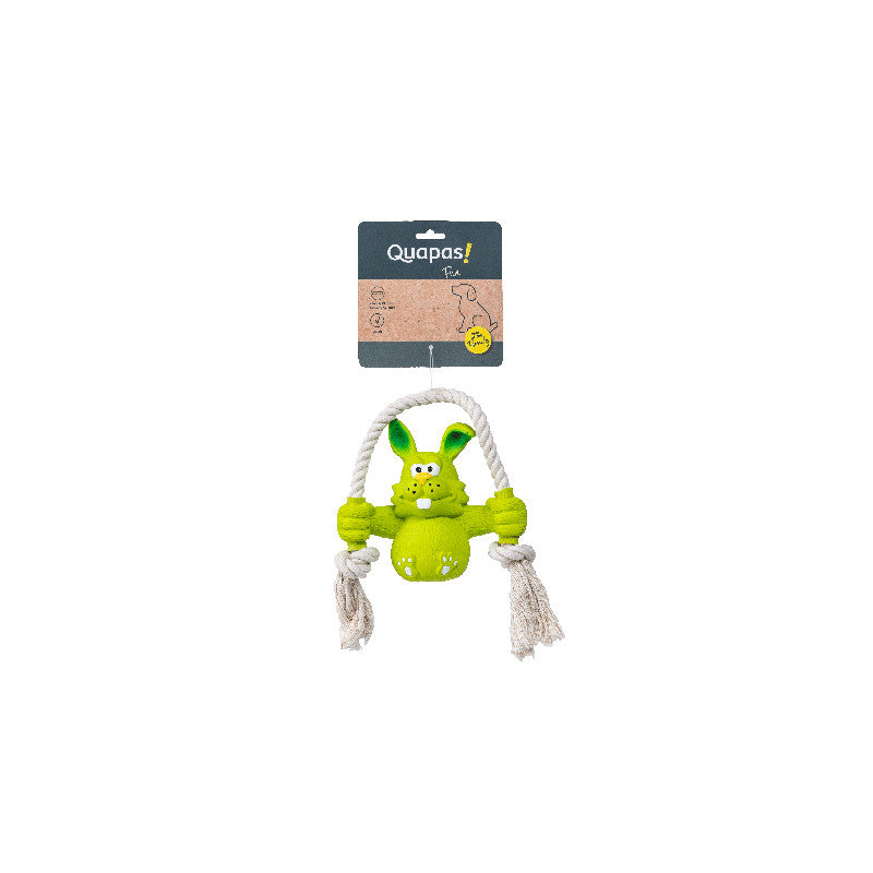 Quapas! Dog Toy Fun Latex Rabbit with Rope 1 Stück