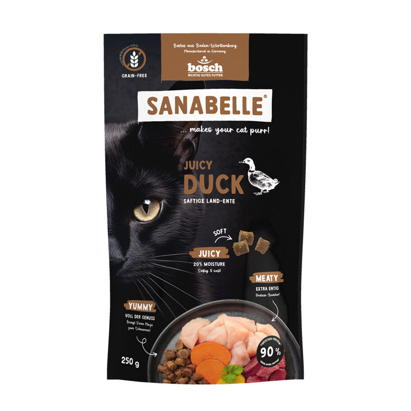 Sanabelle Juicy - Halbfeuchtes Trockenfutter - Land-Ente 250 g