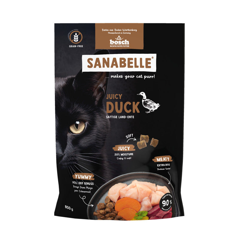 Sanabelle Juicy - Halbfeuchtes Trockenfutter - Land-Ente 800 g