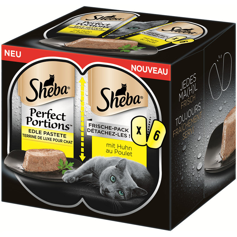 SHEBA® PERFECT PORTIONS™ Pastete mit Huhn 6 x 37,5 g