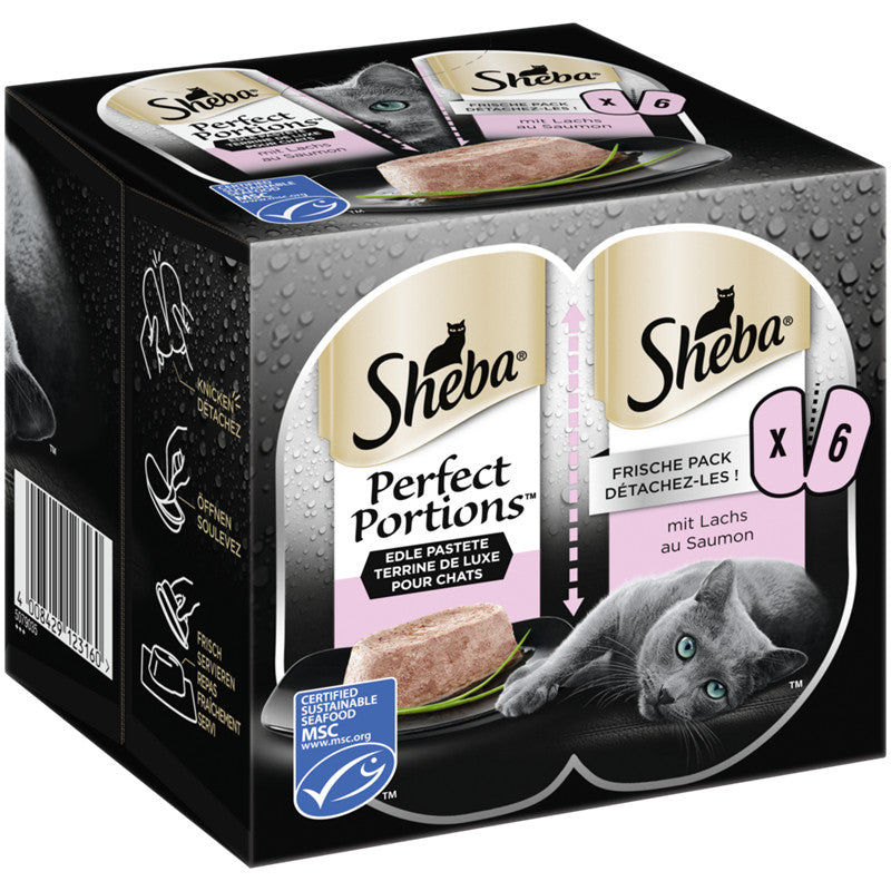 SHEBA® PERFECT PORTIONS™ Pastete mit Lachs MSC 6 x 37,5 g