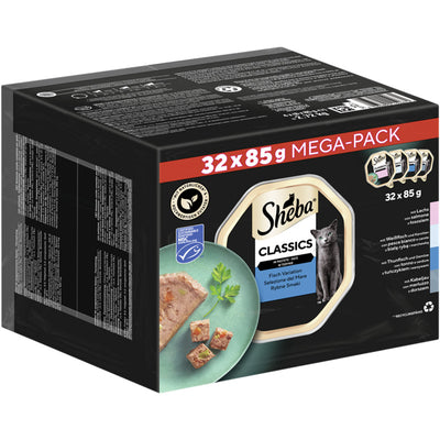 SHEBA® Schale Mega Pack Classics in Pastete Fisch Variation MSC 32 x 85 g 1 Stück