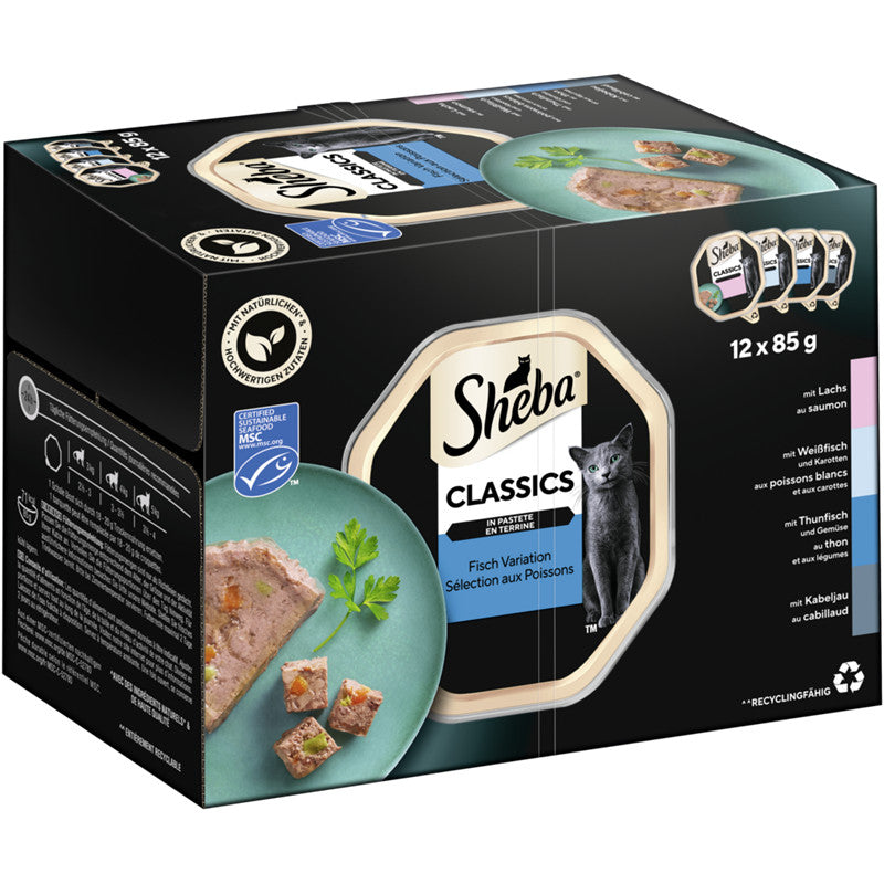 Sheba Schale Multipack Classics in Pastete Fischvariation 12 x 85 g 1 Stück