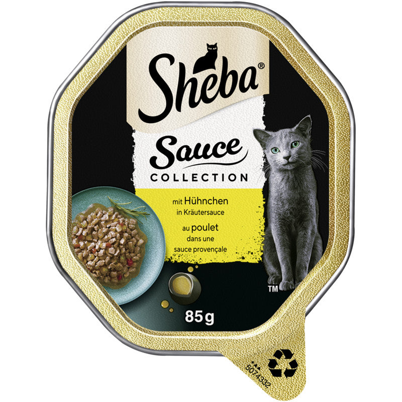 Sheba Schale Sauce Collection mit Hühnchen in Kräutersauce 85 g