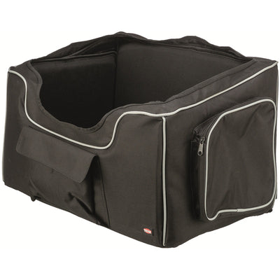 Trixie Autositz Hund Schwarz/Grau - Klappbar, bis 10kg - inkl. Gurte & Teddyplüsch 56 × 37 × 36 cm