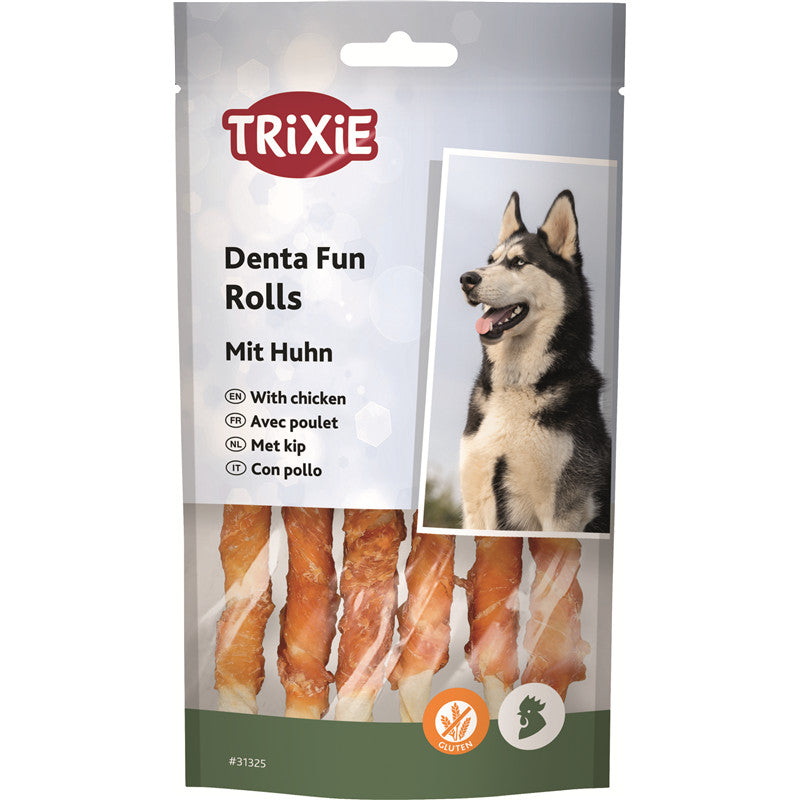 Trixie Denta Fun Mini-Kaurollen Huhn  12 cm/70 g/6 Stück