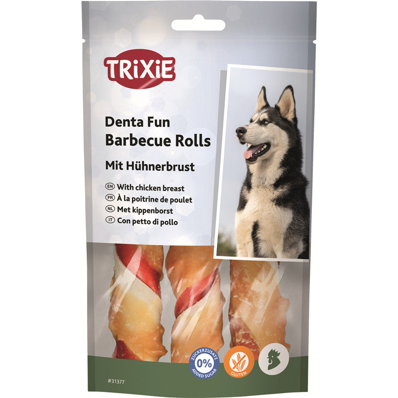 Trixie DentaFun Barbecue-Kaurollen Huhn 12 cm / / 3 Stück 105 g