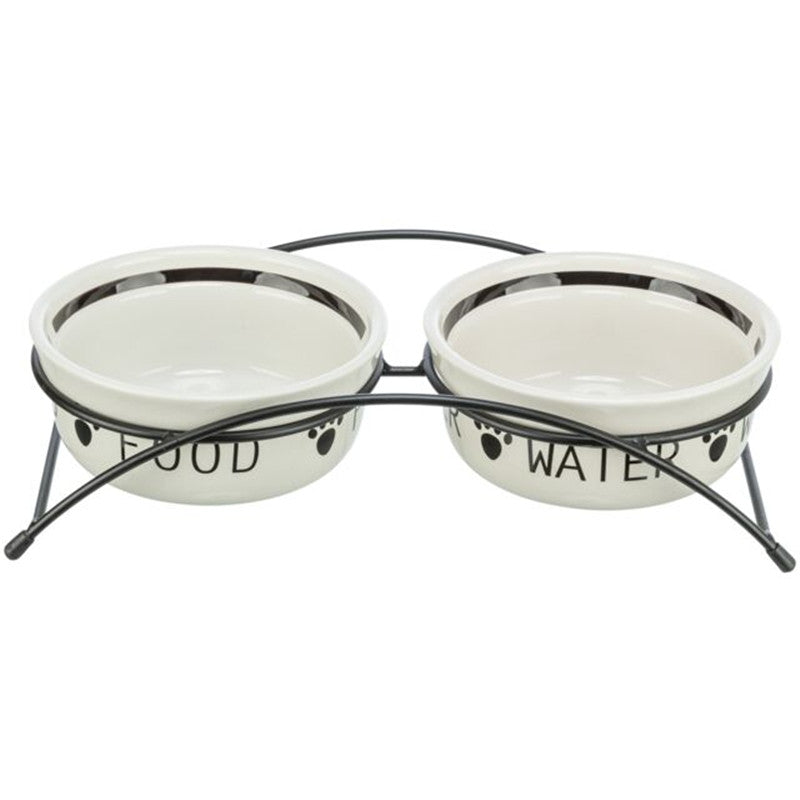 Trixie Eat on Feet Napf-Set weiß/schwarz / 2 × 2,6 l ø 25 cm