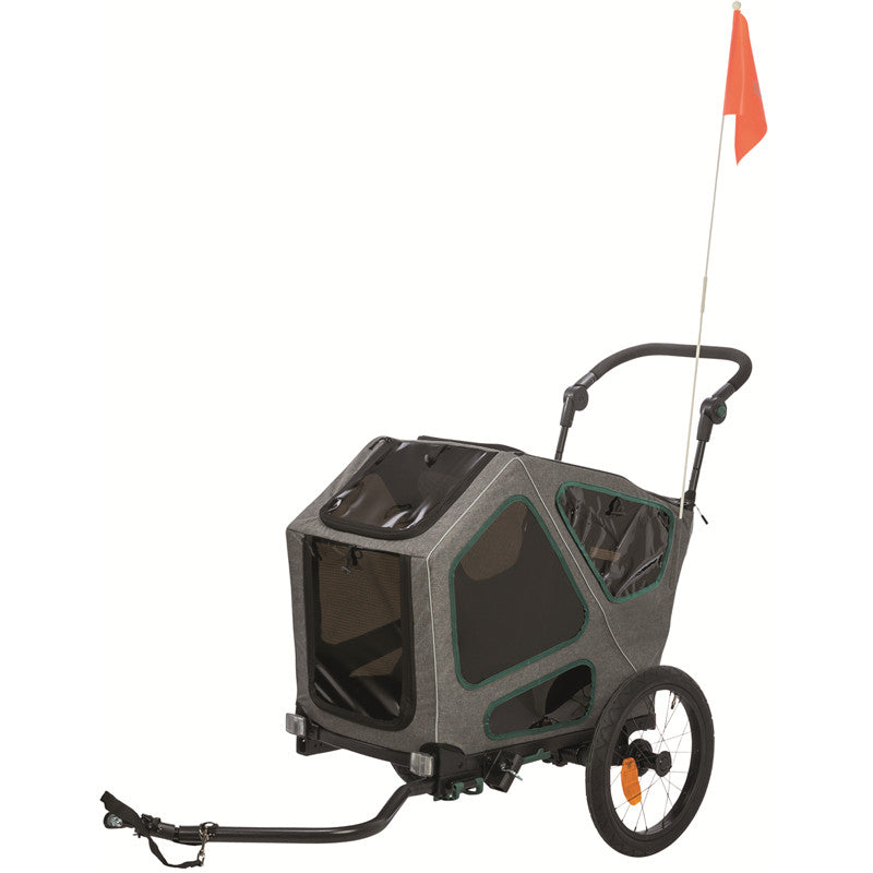 Trixie Fahrradanhänger Hund S in Grau/Salbei | Gefedert | Faltbar mit Rampe S: 64 × 92 × 80/130 cm grau/salbei
