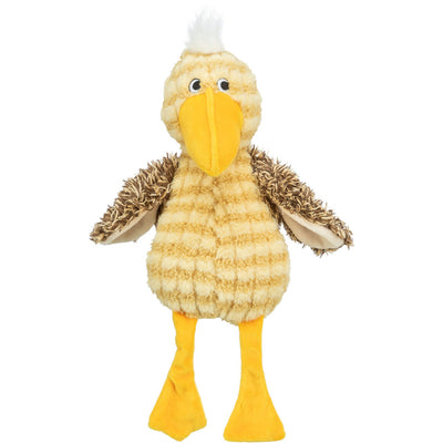 Trixie gestreifter Plüschvogel mit Haarschopf und Quietscher gelb 38 cm