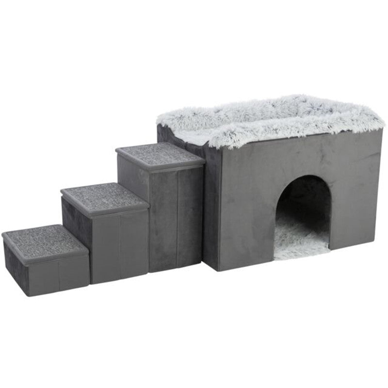 Trixie Höhle Harvey mit Treppe, grau/weiß-schwarz 135 × 47 × 50 cm