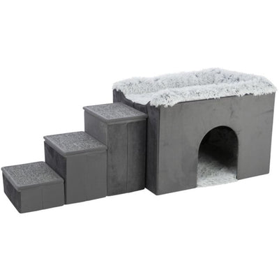 Trixie Höhle Harvey mit Treppe, grau/weiß-schwarz 135 × 47 × 50 cm