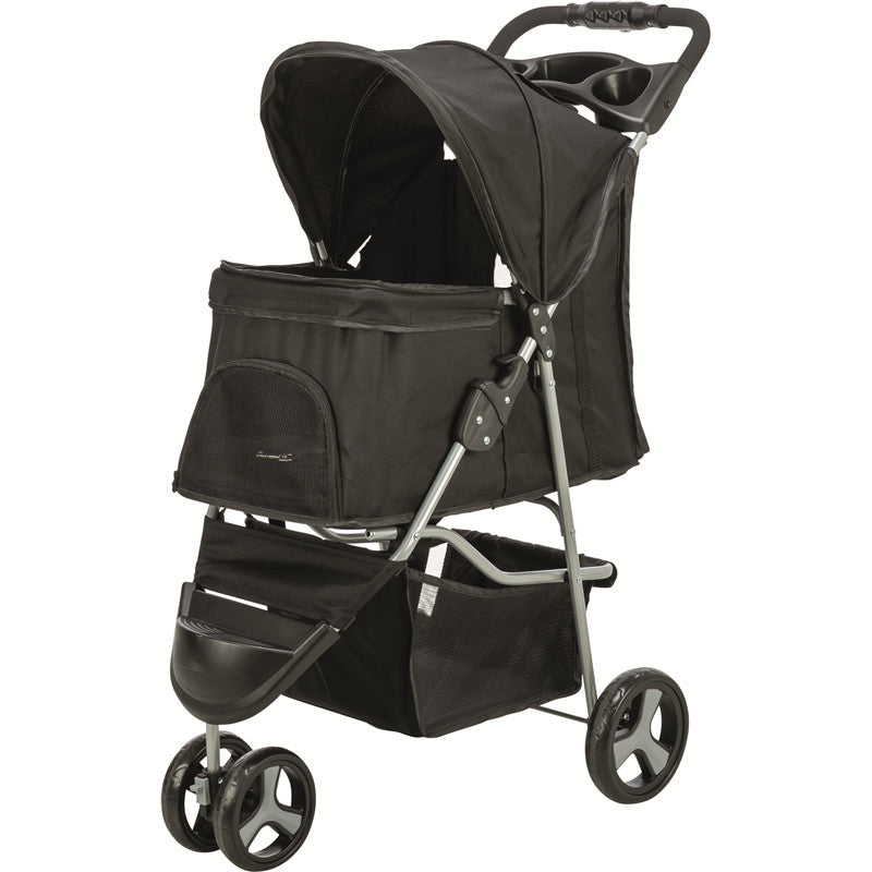 Trixie Hundebuggy Faltbar, Gefedert - für Hunde & Katzen bis 11kg schwarz - 47 x 100 x 80 cm