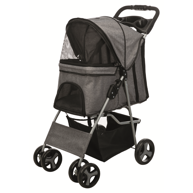 Trixie Hundebuggy Faltbar, Gefedert - für Hunde & Katzen bis 11kg grau - 47 x 100 x 80 cm