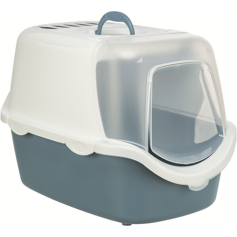 Trixie Katzentoilette Vico Open Top, mit Haube blaugrau/weiß 40 × 40 × 56 cm