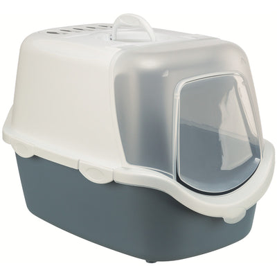 Trixie Katzentoilette Vico Open Top, mit Haube blaugrau/weiß 40 × 40 × 56 cm