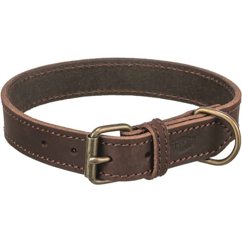 Trixie Rustic Fettleder Halsband dunkelbraun  M-L 42-48 cm / 25 mm