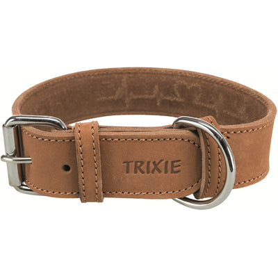 Trixie Rustic Fettleder-Halsband Heartbeat, braun S-M: 34-40 cm/30 mm