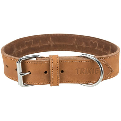 Trixie Rustic Fettleder-Halsband Heartbeat braun  M 38-47 cm / 40 mm