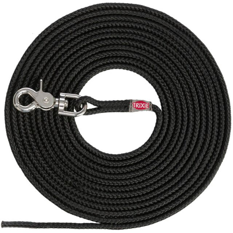 Trixie Schleppleine, rund, schwarz S-M: 15 m/ø 6 mm