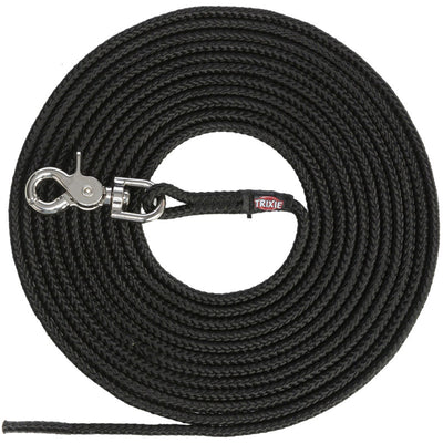 Trixie Schleppleine, Trigger Snap Hook, rund, schwarz S-L: 10 m/ø 6 mm