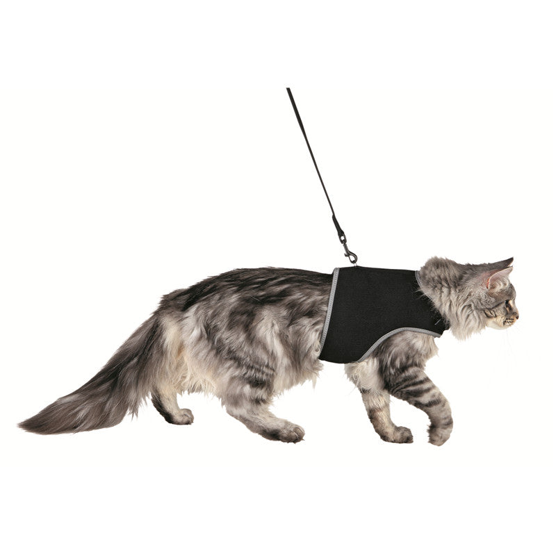 Trixie Softgeschirr mit Leine schwarz - 54 cm, Leine 1,20 m XL 36