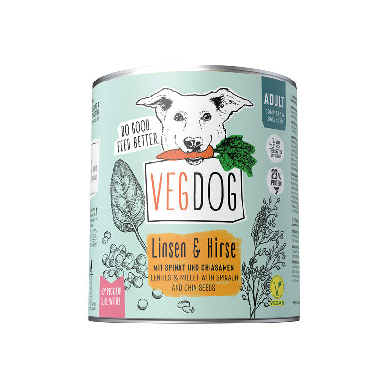 VEGDOG ADULT Linsen & Hirse 800 g