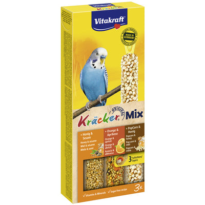 Vitakraft® Kräcker® Mix Honig / Orange / PopCorn für Sittiche 3 Stück