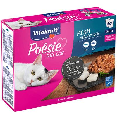 Vitakraft® Poésie® Délice in Sauce, Multipack Variante mit Fisch 6 x 85 g