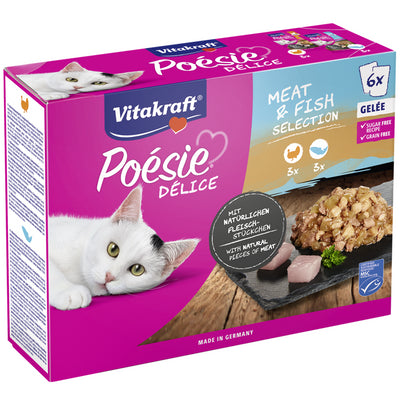 Vitakraft® Poésie® Délice Multipack Pute und Lachs in Gelée 6 x 85 g